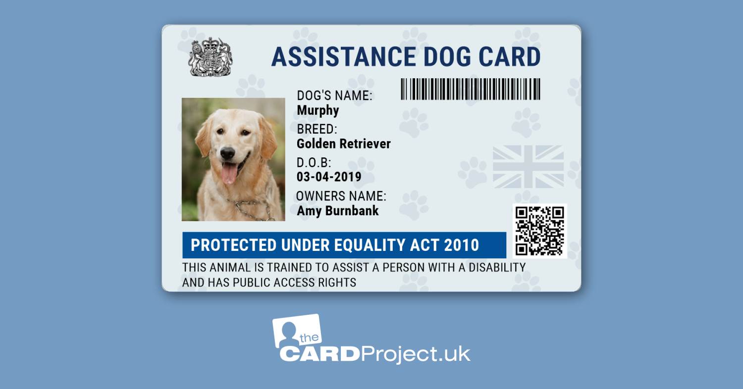 Assistance Dog ID Card Blue Paw Print Design (FRONT)